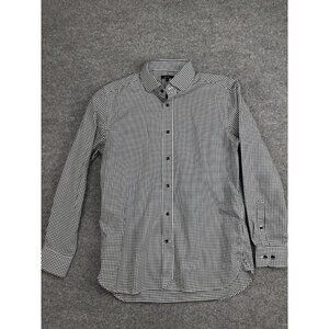 Quince Dress Shirt Mens Large Blue Gingham Stretch Button Down Long Sleeve